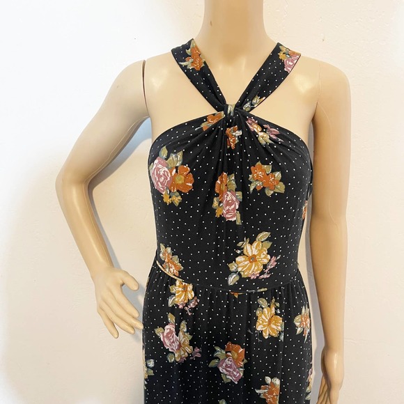Free People Black Polka Dot Floral Maxi Dress Sz S Boho Festival Summer - Picture 5 of 10